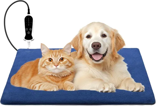 Vista 24 de Almohadilla térmica para mascotas para perro, 9 ajustes de tiempo y tubo protector de metal, añade calentamiento de cuerda de alambre, viene