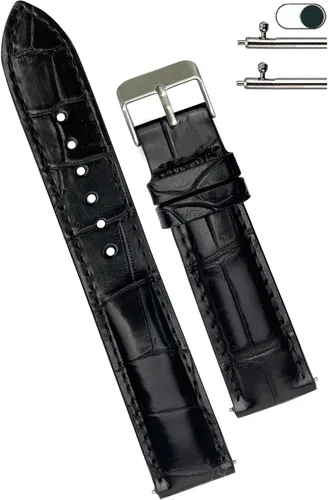 Vista 9 de vinacreations Correa de reloj hecha a mano AIIi-gator para hombres con liberación rápida, de cuero de cocodrilo premium, correa de reloj de repuesto