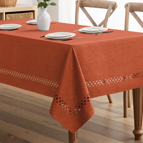 Vista 20 de MIULEE Mantel redondo de poliéster de lino beige con recortes decorativos, impermeable, resistente a las manchas y al encogimiento, 60 x 60