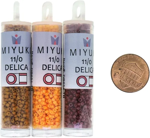 Vista 7 de Miyuki Paquete de cuentas de semillas Delica: tamaño 11/0, calabaza opaca DB653, calabaza opaca DB651, arándano opaco DB654 - 3 tubos de 0.25 oz ea