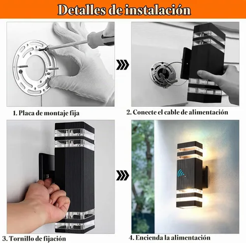 Vista 5 de Luces de pared para exteriores de anochecer a amanecer - Diseño impermeable de 2 capas, modernas lámparas de exterior de aluminio para casa, luces