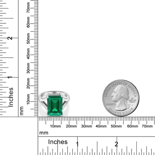 Vista 40 de Gem Stone King Anillo de compromiso solitario con piedra preciosa de corte esmeralda de 0.551 x 0.394 in para mujer, plata de ley 925, anillo