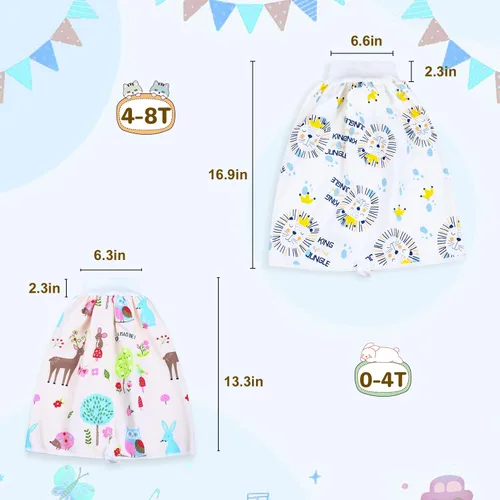 Vista 6 de 2 paquetes de falda de pañal impermeable para entrenamiento para ir al baño, pañal de tela cómodo para niños y niñas por la noche, Ciervo