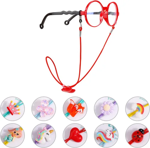 Vista 3 de Hifot Paquete de 10 correas para lentes para niñas, ajustador elástico para gafas, cordón de cadena para máscara