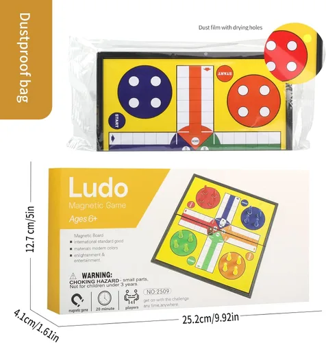 Vista 4 de Andux Juego de mesa portátil de ajedrez magnético plegable Ludo CXYXQ-03 (M) Portable Travel Board Game, for Adult and Teenager, for After-school