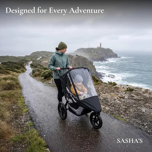 Vista 5 de Sasha's - Funda para lluvia y viento para cochecito Baby Jogger City Mini/City Mini GT y Bob Revolution