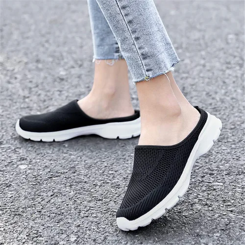 Vista 8 de ChicWind Zapatos deportivos de malla transpirable para mujer, con espalda abierta, sin cordones