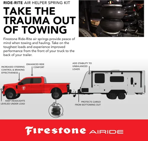 Vista 5 de Firestone Airide 2594 Ride-Rite - Kit de resortes de aire traseros para Titan XD 2016-2021 5-100 PSI Capacidad de carga de 5,000 libras