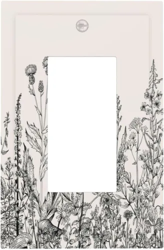 Vista 65 de Mid Century Morden Boho - Placa de pared para interruptor de luz dúplex de 1 banda, placa frontal decorativa eléctrica para receptáculo para baño
