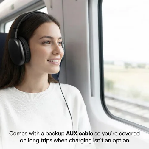 Vista 6 de iJoy - Auriculares ultra inalámbricos con micrófono, auriculares Bluetooth inalámbricos recargables sobre la oreja con 10 horas de reproducción