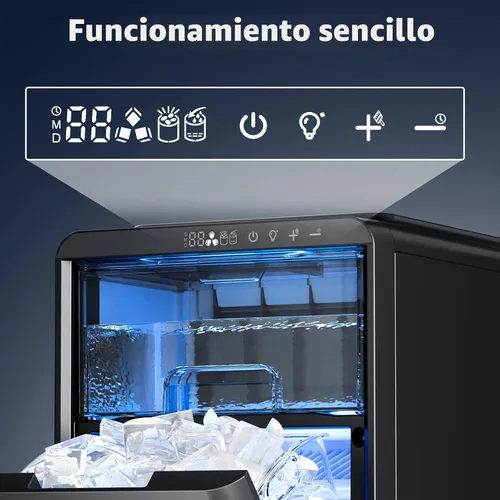 Vista 3 de Antarctic Star Máquina de hielo Crescent, máquina de hielo de encimera de fusión lenta, 27 libras/24 horas, 16 piezas en 15 minutos, autolimpieza