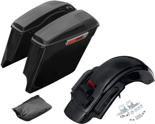 Vista 10 de TCT-MOTORPARTS Alforjas alargadas de 5 pulgadas con tapas de altavoces de 5x7" y sistema de guardabarros trasero LED para Harley Touring Street Road