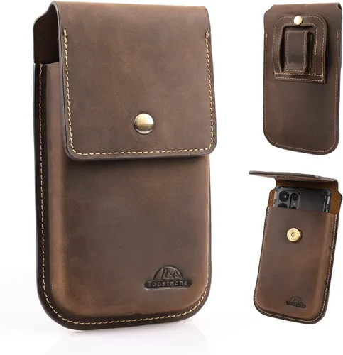 Vista 8 de Funda de cuero Topstache para teléfono para hombres - Funda con cierre magnético para iPhone 17/16/15/14/13/12 - Funda de cinturón de cuero con clip