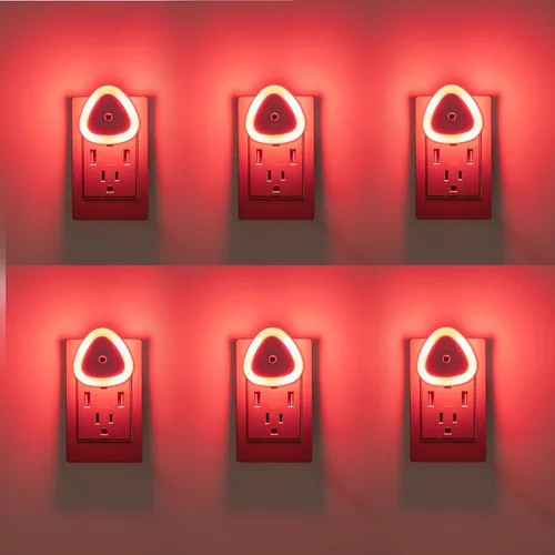 Vista 8 de KINUR Lámpara de Luz Nocturna LED con Sensor Inteligente de Atardecer a Amanecer, Luz Nocturna Ámbar Naranja de 0.5W que se Enchufa a la Pared