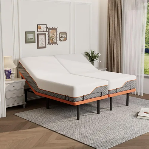 Vista 17 de ESHINE - Base de cama ajustable individual XL con colchón + colchón de espuma viscoelástica de gel de 8 pulgadas (firmeza media), control por