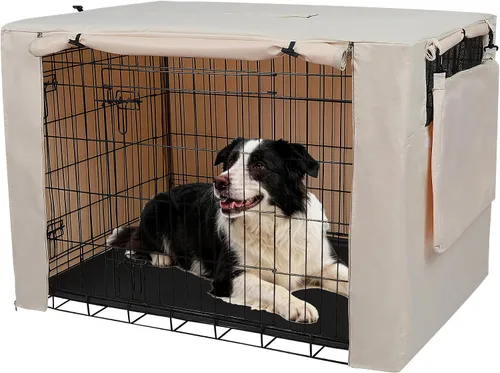 Vista 12 de Deblue Funda para jaula de perro de 24 pulgadas con bolsa de almacenamiento, funda de poliéster resistente para perreras de mascotas, ajuste