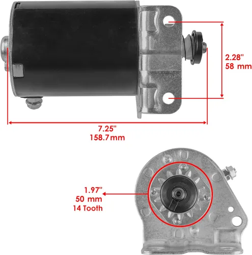 Vista 2 de Arranque Caltric Compatible con tractor de césped y jardín John Deere E100 E110 100 Series / Engranaje de acero mejorado de 14 dientes