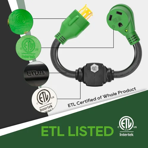 Vista 5 de RVGUARD Protector contra sobrecarga de 30 amperios, cable adaptador del generador a la caravana con interruptor de circuito, adaptador de corriente