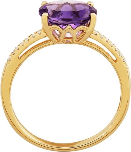 Vista 3 de Welry Anillo ovalado con detalles de diamantes en oro de 10 quilates, Oro