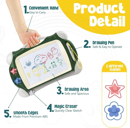 Vista 3 de Tablero de dibujo magnético, juguetes para niños de 1, 2, 3 años, tablero de dibujo para niños, cumpleaños, Pascua, Navidad, Halloween, regalos
