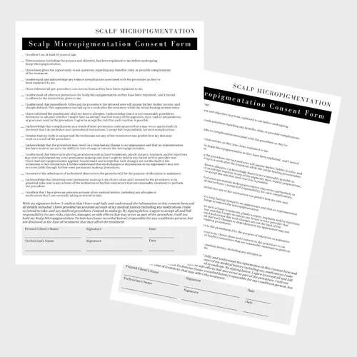 Vista 4 de Formularios de admisión de clientes de micropigmentación del cuero cabelludo: formularios de ingesta, consentimiento, consulta y cuidado posterior