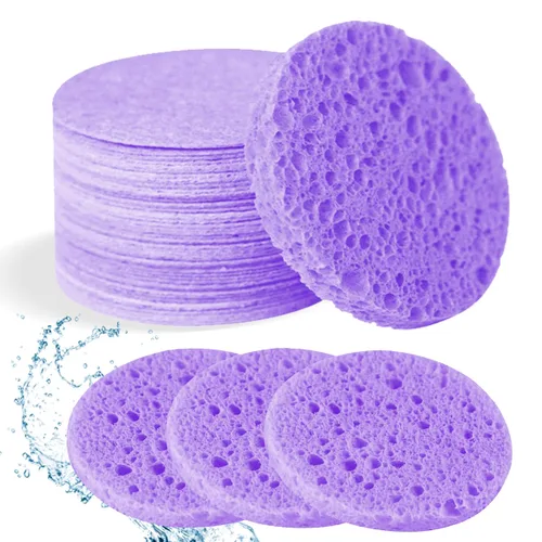 Vista 19 de Esponjas faciales comprimidas de celulosa natural, esponja facial de forma redonda, para limpieza facial, exfoliación y eliminación de maquillaje