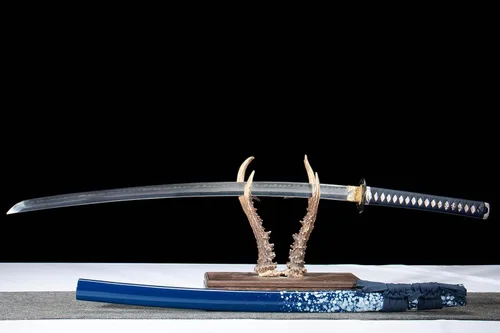 Vista 9 de Espada katana templada de arcilla T10 forjada a mano
