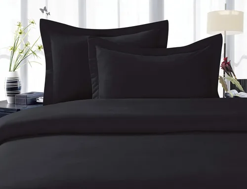 Vista 6 de Lujosas fundas de almohada de 2 piezas de microfibra de doble cepillado, resistentes a las arrugas, estándar/Queen, color negro