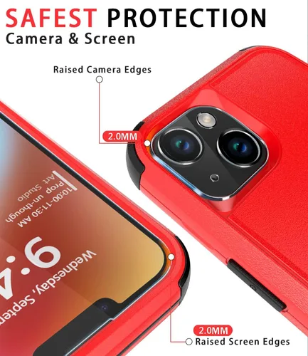 Vista 3 de Diverbox Funda para iPhone 14 [a prueba de golpes] [a prueba de caídas] [pantalla de vidrio templado + protector de lente de cámara], funda