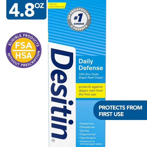 Vista 2 de Crema Desitin Daily Defense para sarpullido de pañales con óxido de zinc para tratar, aliviar y prevenir el sarpullido de pañales, hipoalergénica