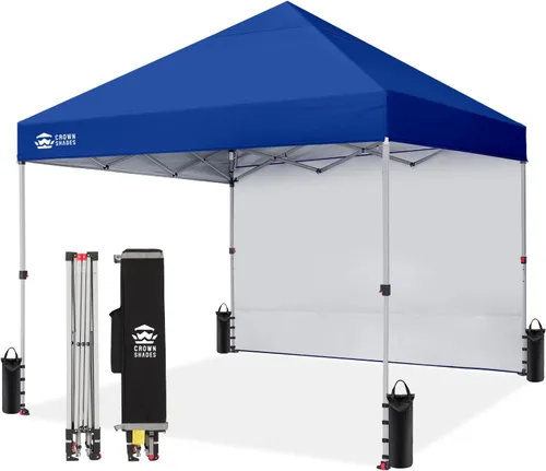 Vista 16 de CROWN SHADES Toldo desplegable de 8 x 8 con 1 pared lateral, tienda de campaña para playa, beige
