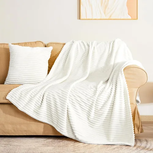 Vista 73 de Vessia - Manta de forro polar de franela (50x70 pulgadas), manta 3D de jacquard negra, esponjosa y cálida para sofá, sillón, cama, silla, 300GSM