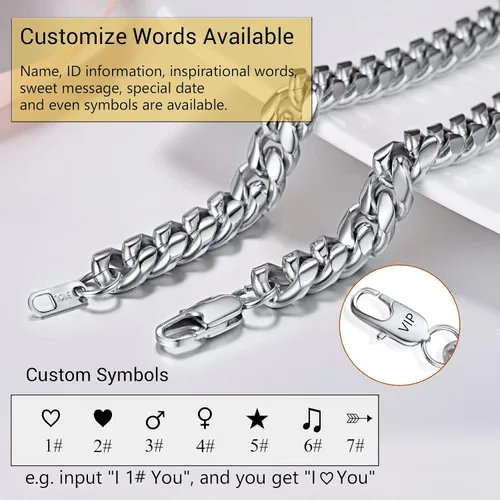 Vista 7 de PROSTEEL Trendy Cuban Links Necklace for Men Women, Black18K Gold Plated 316L Stainless Steel, W 4.8mm-14mm, L 14inch-30inch, Come Gift Box