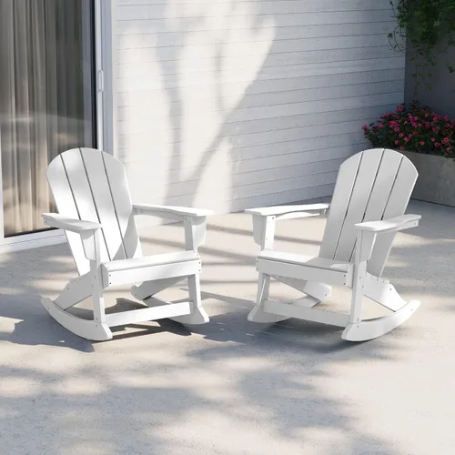 Vista 187 de WestinTrends Silla mecedora Malibu de poliéster para exterior/patio Adirondack, Negra