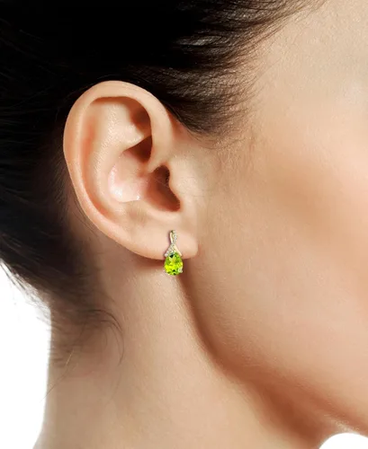 Vista 2 de Aretes colgantes de plata de ley con piedras preciosas y zafiro blanco creado