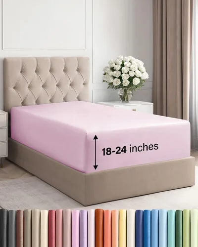 Vista 46 de Sábana bajera ajustable extra profunda Twin XL – Sábana bajera individual de lujo de hotel solamente – Se adapta fácilmente a colchones de 18 a 24