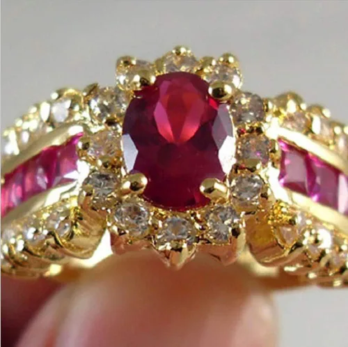 Vista 2 de Xiaomei Anillo de compromiso de oro amarillo de 14 quilates para mujer, joyería nupcial de compromiso, talla 6-10 (EE. UU. 10)
