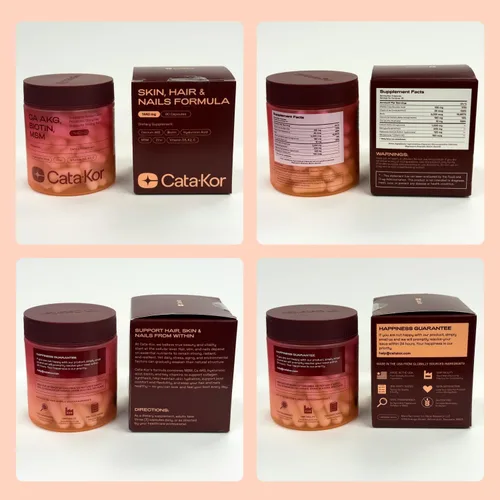 Vista 11 de Cata-Kor Vitaminas para el cabello, la piel y las uñas para mujeres, suplemento capilar con biotina y colágeno, ácido hialurónico, calcio AKG, MSM