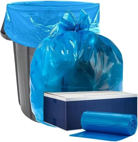 Vista 11 de Plasticplace Bolsas de reciclaje de 12-16 galones │ 1.2 mil │ Revestimientos para botes de basura azules con logotipo │ 24 x 31 pulgadas