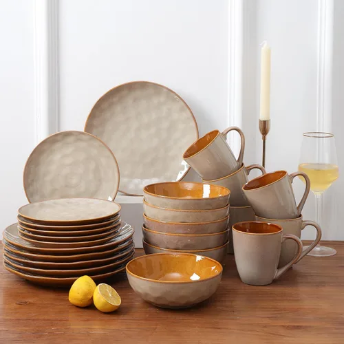 Vista 5 de vicrays Juego de tazas de café, 12 onzas, juego de 6, tazas de cerámica para hombres y mujeres, tazas esmaltadas únicas con asa para café, té