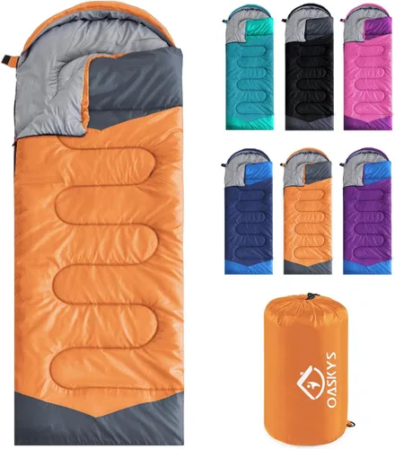 Vista 11 de oaskys Camping Sleeping Bag - 3 Season Warm & Cool Weather - Summer Spring Fall Lightweight Waterproof for Adults Kids - Camping Essentials Gear