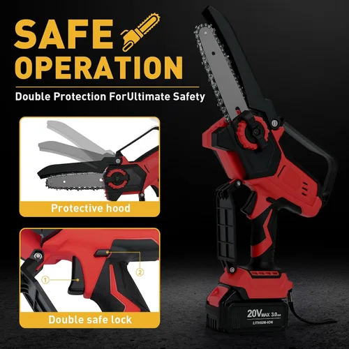 Vista 4 de Mini motosierra inalámbrica para batería Milwaukee M18, motosierra eléctrica sin escobillas de 6 y 8 pulgadas, sierra de mano engrasadora automática