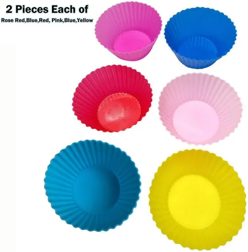 Vista 2 de Moldes de silicona reutilizables para hornear cupcakes, moldes antiadherentes para magdalenas, paquete de 12