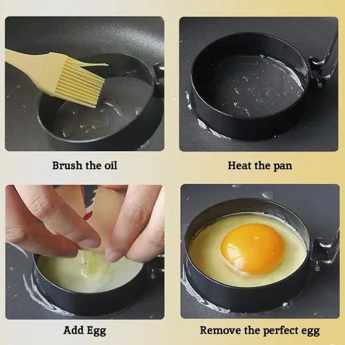 Vista 3 de Premier Housewares - Juego de 2 anillos antiadherentes para huevos, redondos, color negro