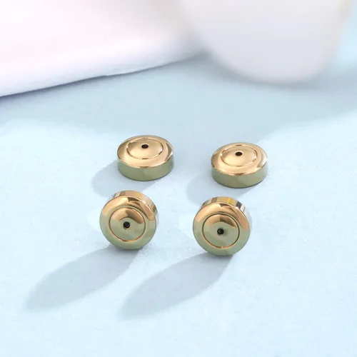 Vista 2 de Respaldos de Aretes de Oro, Respaldos de Aretes Grandes – 4 Piezas Repuestos de Aretes Perforados de Oro de 18K para Orejas Caídas Aretes Pesados