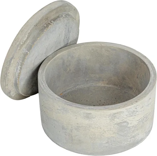 Vista 8 de Bloomingville A75500081 - Juego de 2 cajas redondas decorativas de cemento gris