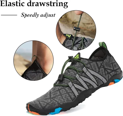 Vista 4 de Zapatos de agua para hombre y mujer, zapatos acuáticos descalzos, de secado rápido, para playa, natación, buceo, kayak, surf, deportes acuáticos
