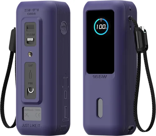 Vista 10 de Estuche de silicona para batería externa Anker Laptop (25,000mAh 165W) con orificio para tuerca de 1/4", almacenamiento para tarjeta SD/SIM Negro