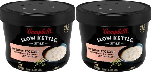 Vista 10 de Sopa de papa horneada estilo Slow Kettle de Campbell's con tocino ahumado sin curar de Applewood, 15.5 onzas, en recipiente para microondas
