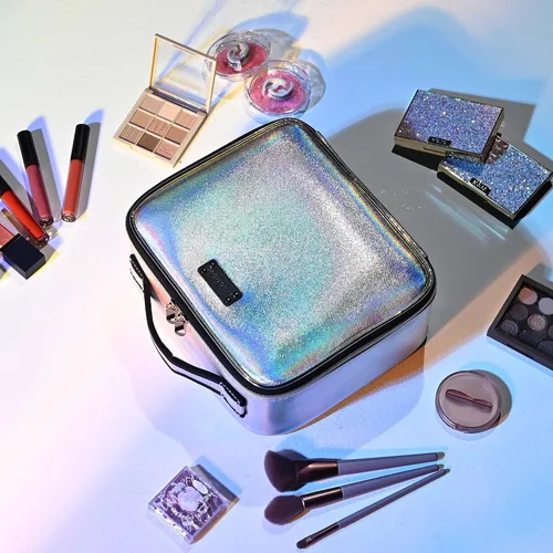Vista 2 de BYOOTIQUE Bolsa de maquillaje de viaje para maquillaje, estuche de almacenamiento de cosméticos de 10 pulgadas, caja de almacenamiento portátil